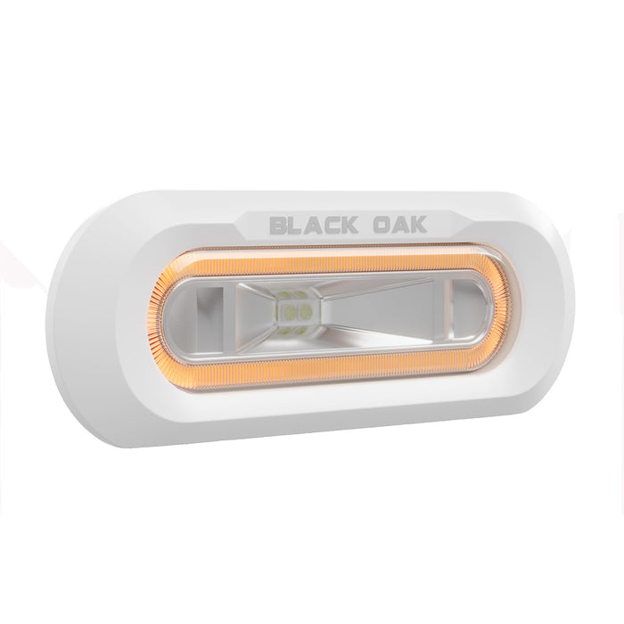 Black Oak Low Pro Marine Spreader Light - Flush Mount - White Housing - Amber LED [MLPS-FA]